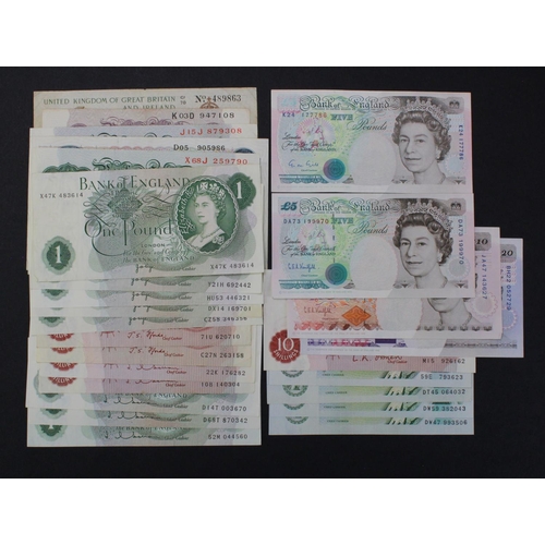 121 - Bank of England & Treasury (27), Warren Fisher 1 Pound, range of Bank of England notes with signatur... 