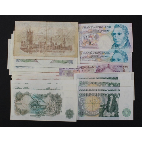 121 - Bank of England & Treasury (27), Warren Fisher 1 Pound, range of Bank of England notes with signatur... 