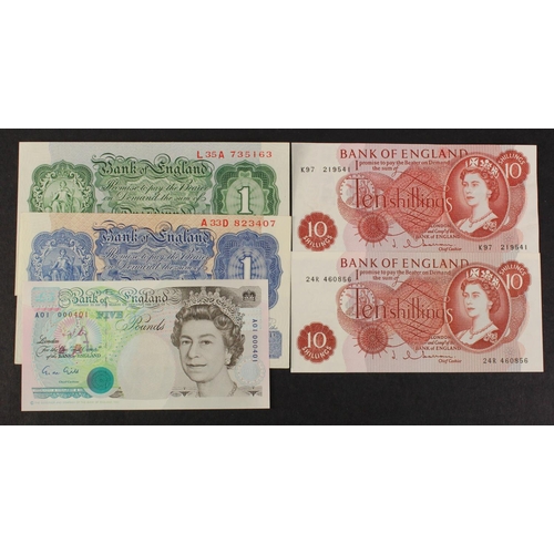 133 - Bank of England (5), small collection of FIRST and LAST SERIES and FIRST RUN notes, Gill 5 Pounds is... 