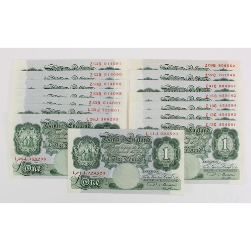 137 - Beale 1 Pound (15) issued 1950, including consecutively numbered run of 5 x notes serial Z53B 014087... 