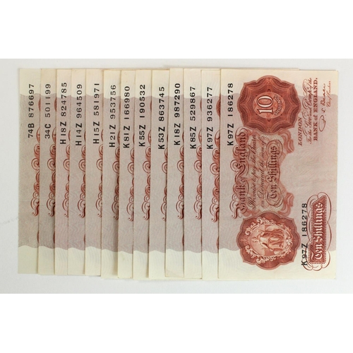 139 - Beale 10 Shillings (13) issued 1950, first issue (2) with single letter suffix (B265, Pick368b), plu... 