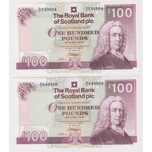 466 - Scotland, Royal Bank of Scotland plc 100 Pounds (2) dated 30th March 1999, signed G.R. Mathewson, se... 