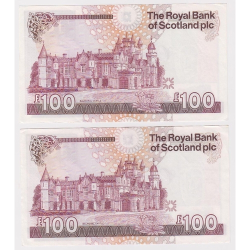 466 - Scotland, Royal Bank of Scotland plc 100 Pounds (2) dated 30th March 1999, signed G.R. Mathewson, se... 