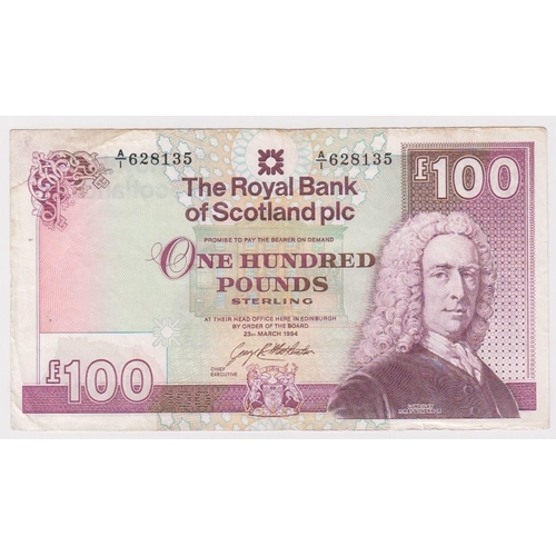 470 - Scotland, Royal Bank of Scotland plc 100 Pounds dated 23rd March 1994, signed G.R. Mathewson, serial... 