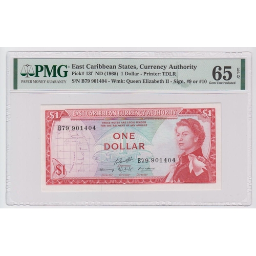 576 - East Caribbean States 1 Dollar issued 1965, signature 10, serial B79 901404 (TBB B101c10, Pick13f) i... 