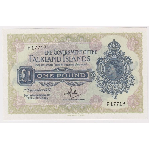 599 - Falkland Islands 1 Pound dated 1st December 1977, scarce date, serial F17713 (TBB B213c, Pick8c) Unc... 