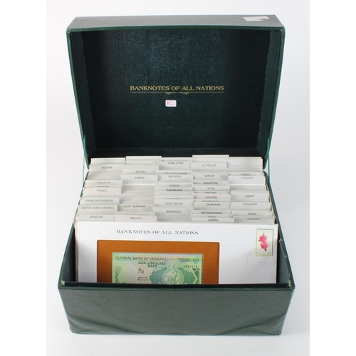 908 - World, Banknotes of all Nations (69), Limited edition by Franklin Mint, in original green storage bo... 