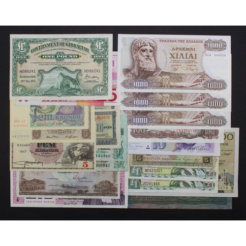 911 - World, Europe (21), including France 500 Francs 1993, Gibraltar 1 Pound 1971, Greece 1000 Drachmai 1... 