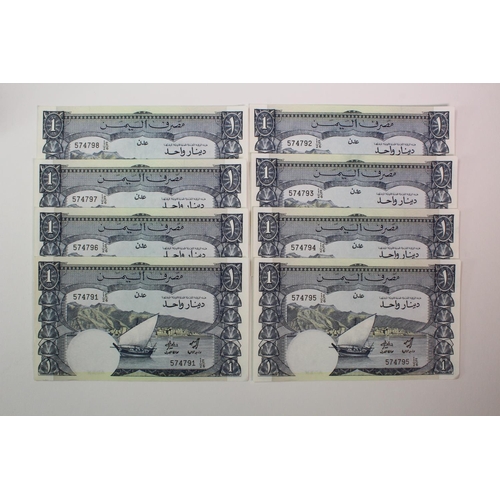 916 - Yemen Democratic Republic 1 Dinar (8) issued 1984, a consecutively numbered run serial No. 574791 - ... 