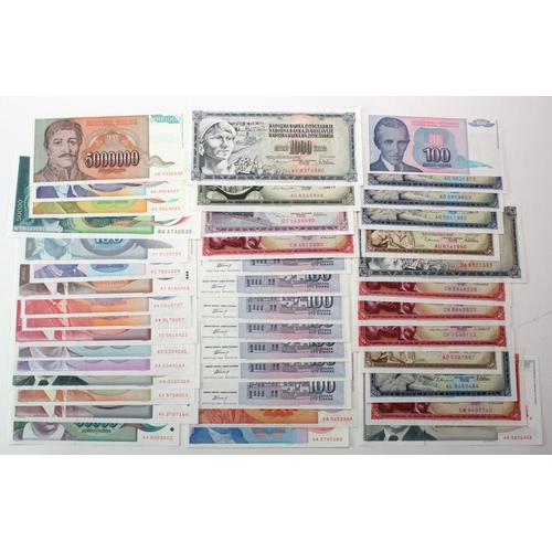 920 - Yugoslavia (70), dealers lot of Uncirculated notes, including hyper inflation notes from the 1980's ... 