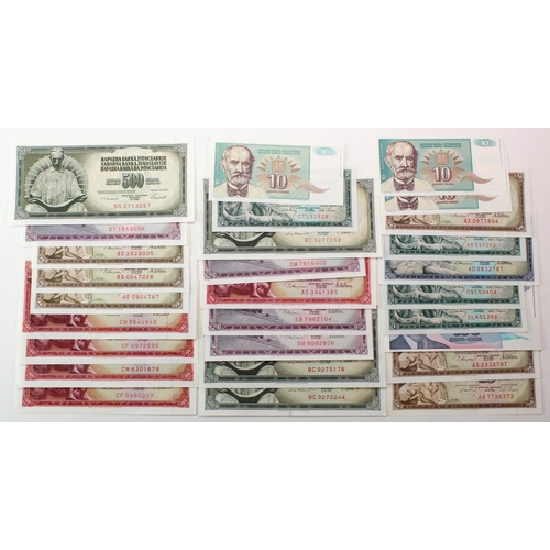 920 - Yugoslavia (70), dealers lot of Uncirculated notes, including hyper inflation notes from the 1980's ... 