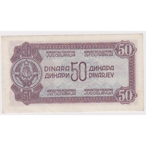 937 - Yugoslavia 50 Dinara issued 1944, Russian print with smaller serial number, serial no. 598124 (Pick5... 