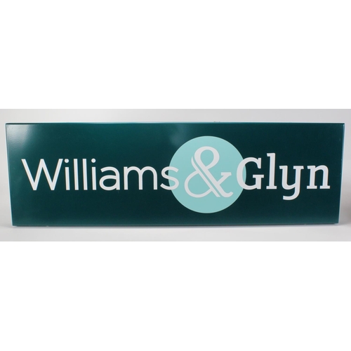 96 - Williams & Glyn sign, lightweight metal probably pressed steel with vinyl/plastic lettering, approx ... 