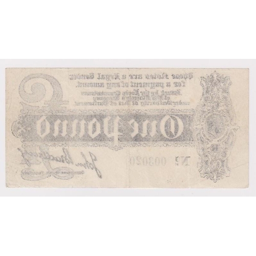 99 - Bradbury 1 Pound issued 1914, Royal Cypher watermark, serial C/21 003020 (T3.3, Pick347) pinholes an... 