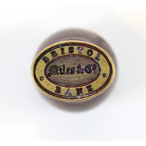 10 - Bristol Bank Stamp for Miles & Co. 1851 - 1852, wooden handle and brass stamp, excellent condition, ... 