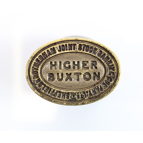 89 - Sheffield & Rotherham Joint Stock Banking Company Ltd. Stamp for Higher Buxton branch, brass hand st... 