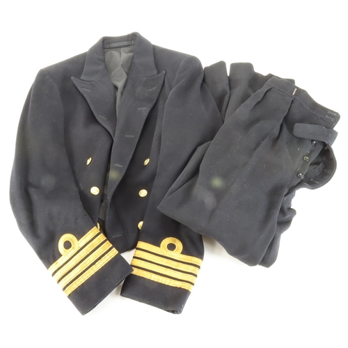 1011 - Royal Navy Captains uniform, Jacket and trousers. Jacket label 'C H Bernard & Sons, Harwich, Essex 