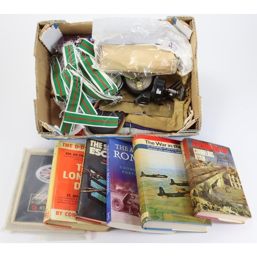 1018 - Small banana box of mixed items inc flags, compasses, whistles, button stick, shoulder boards, etc. ... 