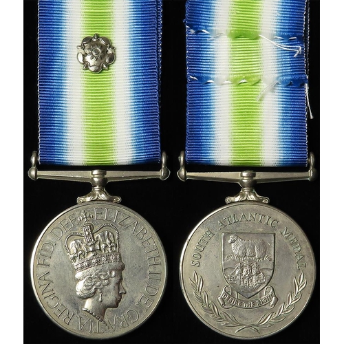 1021 - South Atlantic Medal 1982 with Rosette to (ASA P J Medley D1876420 HMS Hermes). ASA = Assistant Stor... 