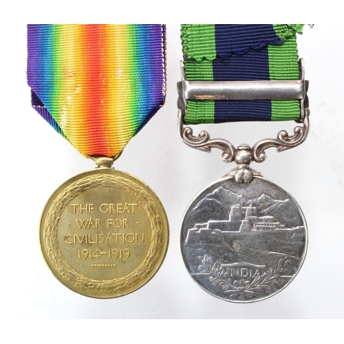 1050 - Victory Medal (1342 Cpl A Payne, Suffolk Regt) and IGS GV with Malabar 1921-22 clasp (5820833 Pte A ... 