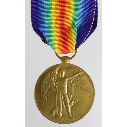 1053 - Victory Medal to 2108 Pte J Robertson R.Highrs. Awarded the Military Medal (serving as 265594 C.Q.M.... 