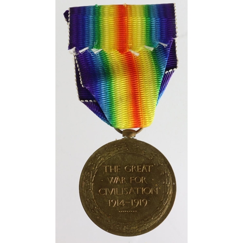 1057 - Victory Medal to S-7676 Pte J Walker R.Highrs. Killed In Action 27/9/1915 with the 8th Bn. Born Gree... 