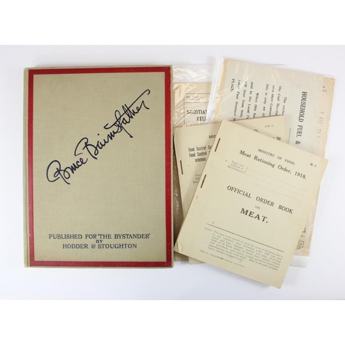 1067 - WW1 Bairnfather hard back book a few fragments from his life with 1918 ration books and 1916 booklet... 