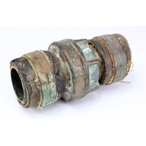 1076 - WW1 British Tunnelling interest - brass Coupling Joint for underground Air Hose. Vendor states: reco... 