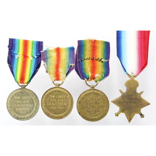 1097 - WW1 medals with research - 1915 Star to 277446 G Ireland STO.1.RN born Plymouth. Victory Medals to P... 