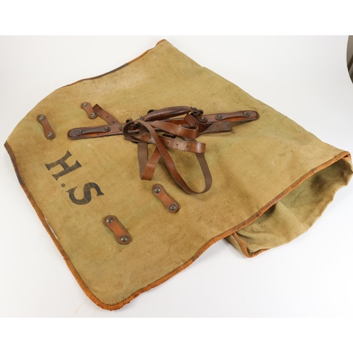 1106 - WW1 period officers valise, carrying handle and straps, marks 'H.S'. Vendor states 