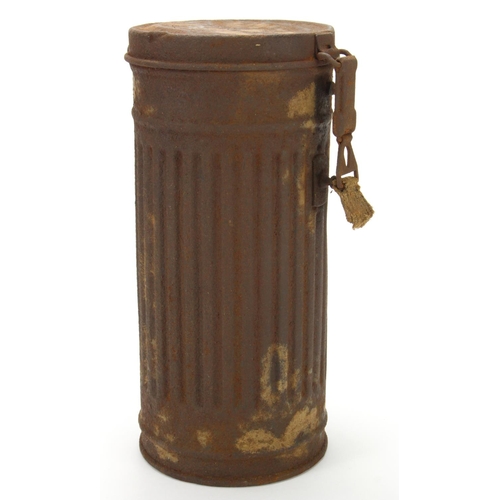 1147 - WW2 Semi Relic Africa Corps Gas Mask Canister, vendor states: Found near Tobruk, Libya.