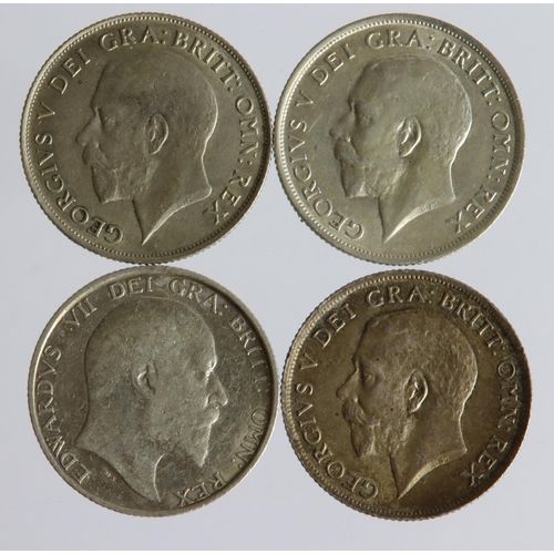 1260 - GB Shillings (4): 1902 aVF, 1914 toned EF, 1916 GVF, and 1921 nEF