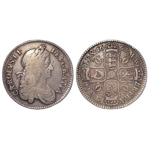 1266 - Halfcrown 1663 XV, one year type S.3361, F/GF