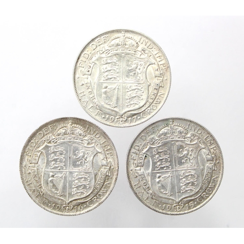 1299 - Halfcrowns (3) George V: 1915 nEF, 1916 GEF, and 1917 nEF