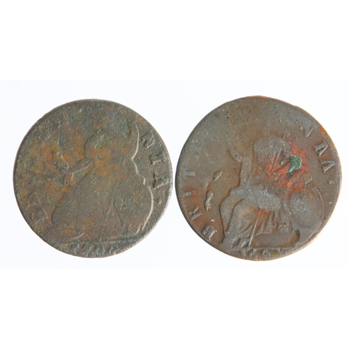 1301 - Halfpennies (2) William & Mary: 1694, Peck 604*- ER: Last I over A in BRITANNIA (very clear), die fl... 