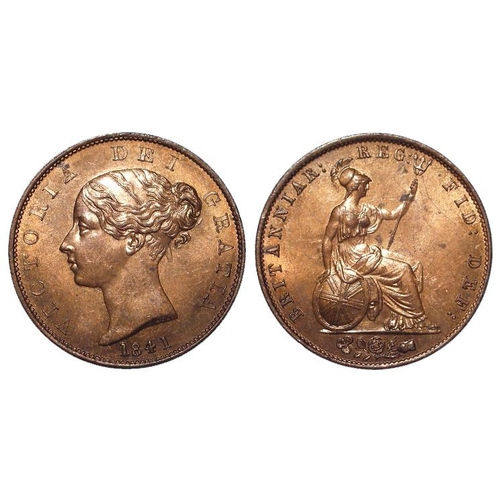 1314 - Halfpenny 1841 lustrous AU, a thin die crack obverse.