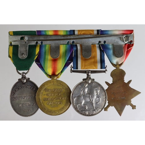 132 - 1914 Star Trio to 1721 Pte Richie 5/R.Highrs (note: initial never stamped into Star !) BWM & Victory... 