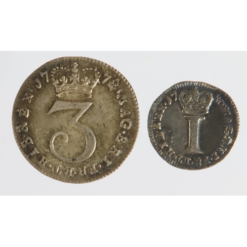 1325 - Maundy Oddments (2) George III: Threepence 1772 small obverse lettering , nicely toned EF, along wit... 