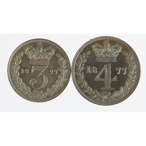 1326 - Maundy Oddments (2) Queen Victoria: 3d and 4d 1877, matching tone nFDC