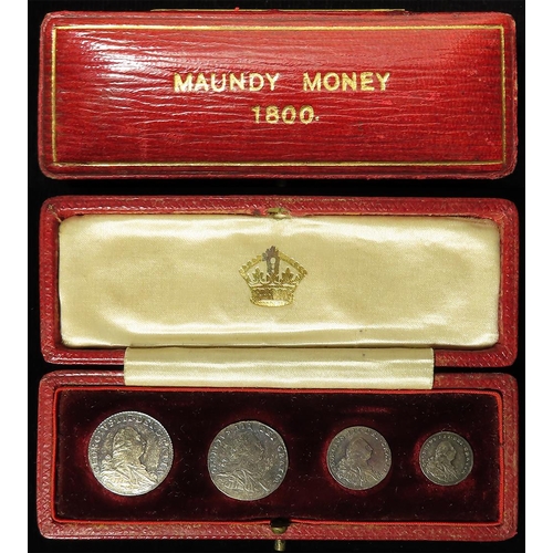 1331 - Maundy Set 1800 with a plush dated case. The coins matching toned GVF to EF, the case very unusual, ... 