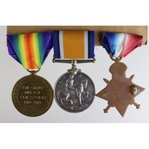 134 - 1914 Star Trio to 3/2352 Pte J Baird R.Highrs. Star with brooch pin part removed from reverse of the... 