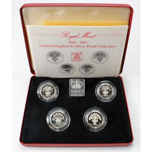 1358 - One Pound Silver Proof four coin set 1984 - 1987 FDC boxed as issued