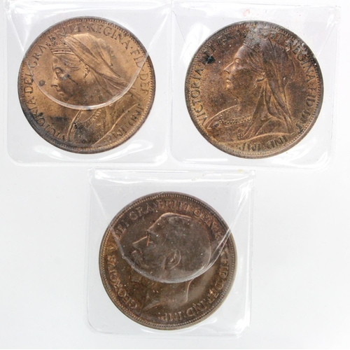 1366 - Pennies (3) 1895, 1901 & 1917. GEF with lustre