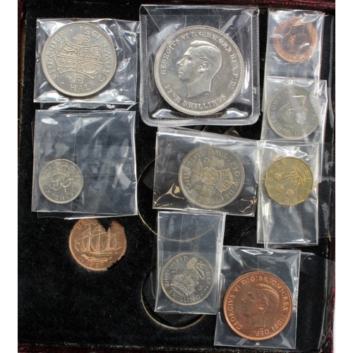 1400 - Proof Set 1951 Festival of Britain (10 coins) Crown to Farthing, the Halfpenny stuck in case, GEF wi... 