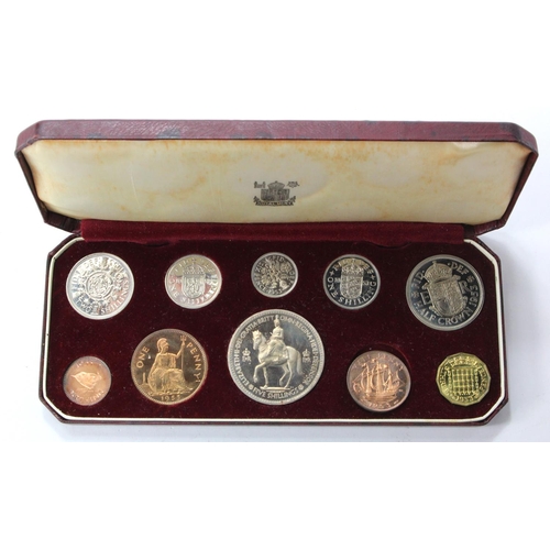 1401 - Proof Set 1953 (10 coins) Crown to Farthing, lightly toned aFDC with original case (some discolourat... 