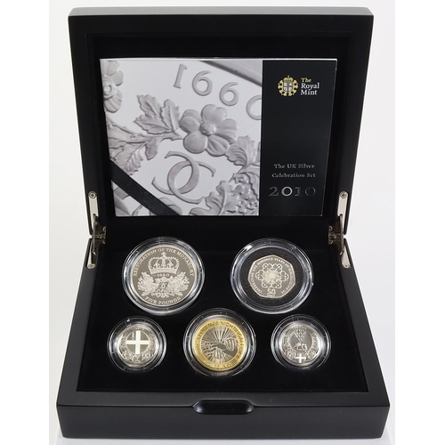 1421 - Royal Mint: The UK Silver Celebration Set 2010 (5) silver proof coins: London £1, Belfast £1, Floren... 