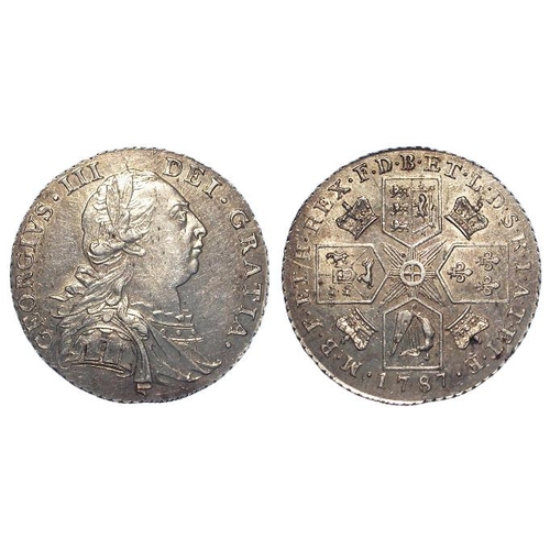 1437 - Shilling 1787 w/o hearts, EF, light hairlines.