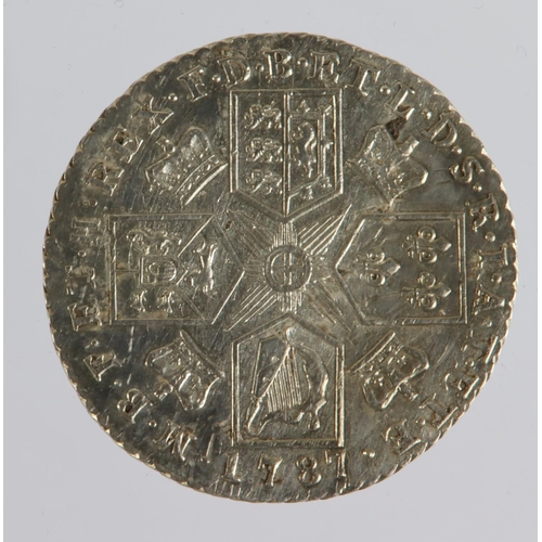 1438 - Shilling 1787 w/o hearts, no stop over head, S.3744, cleaned (scratches) GVF-nEF