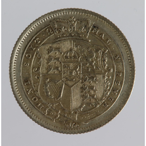 1442 - Shilling 1820, unlisted small 8 and 2 over larger or higher 2, lightly cleaned EF