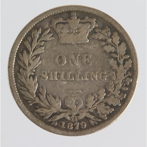 1454 - Shilling 1879 die 13, 8 of date over 6, obverse Davies 5.  Davies --, ESC --, S.3906A 'uncertain to ... 